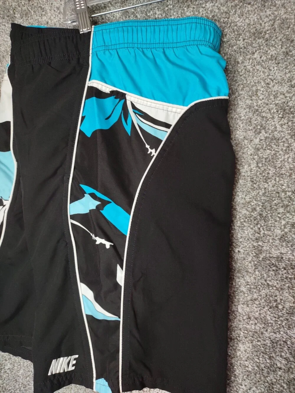 Nike Swim Trunks Mens Large Mesh Lined Blue Boardshorts Built-in Brief Dri Fit